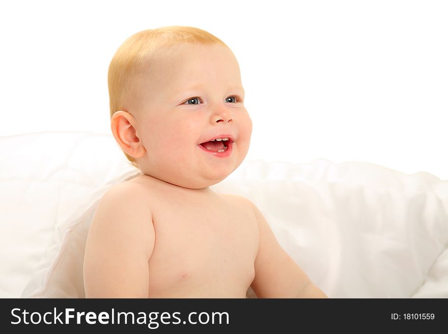 Small child on a white background