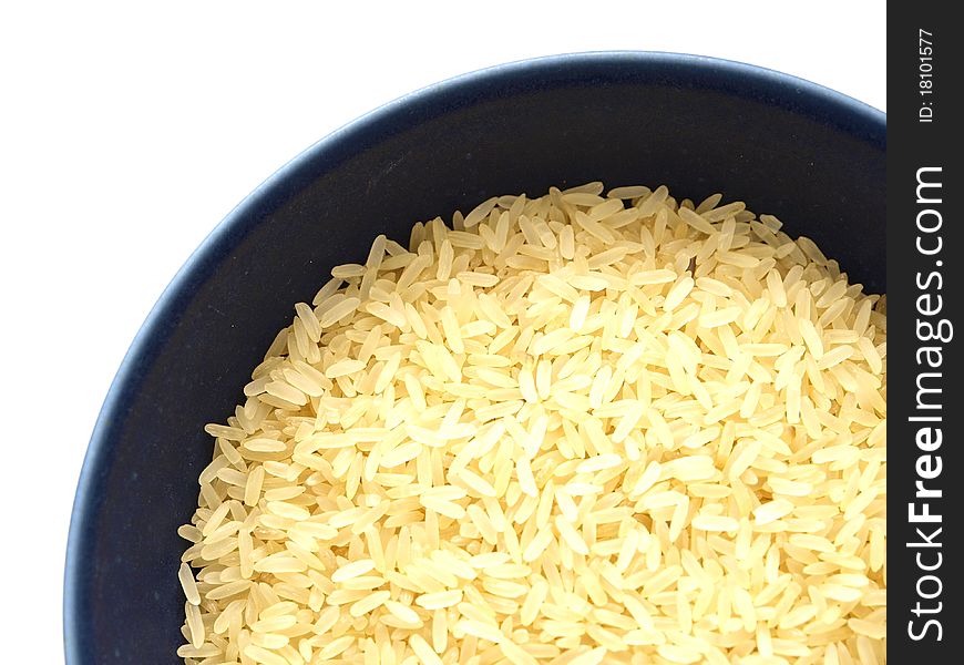 Rice in a bowl with white background