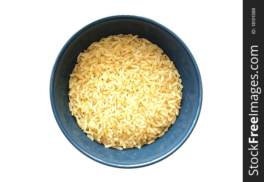 Rice in a bowl with white background