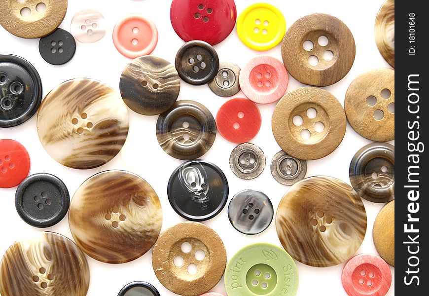 Many buttons in different sizes and colors