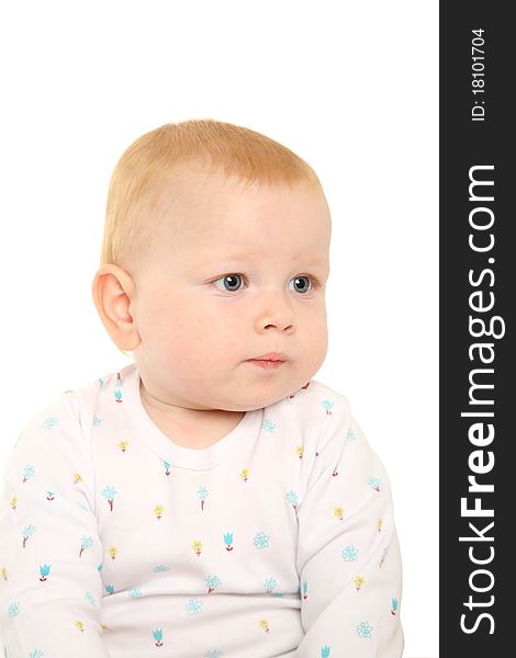 Portrait of a beautiful baby on a white background