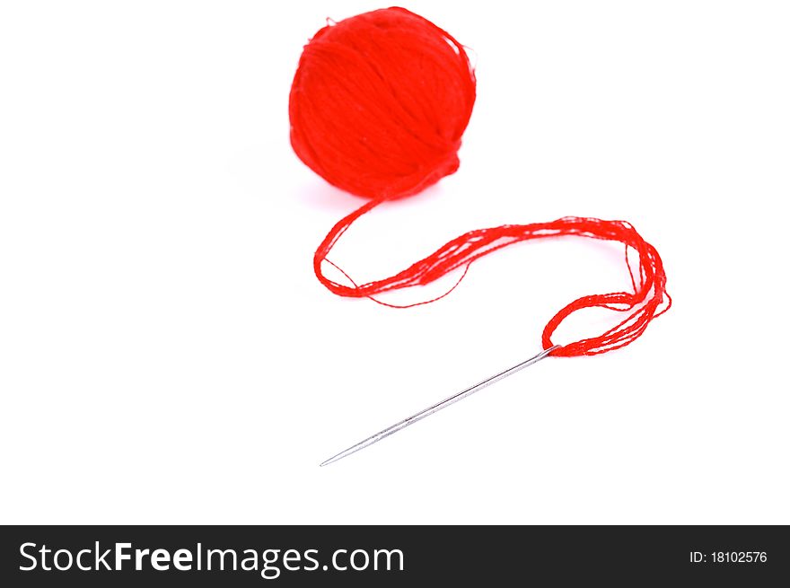 Ball with a needle on a white background