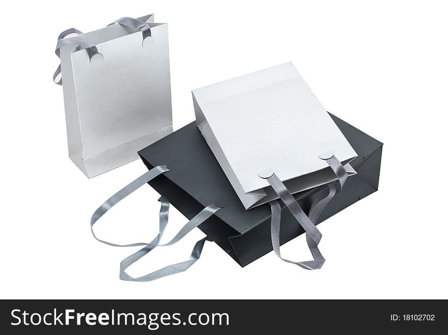 Three gray package on a white background