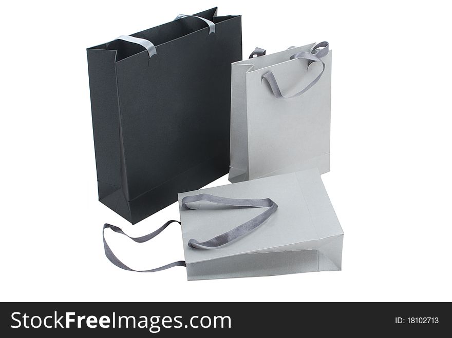 Three gray package on a white background