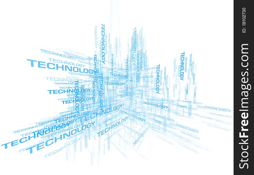 Interplay of three dimensional symbols on the subject of modern technologies. Interplay of three dimensional symbols on the subject of modern technologies