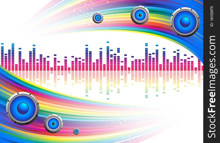 Musical Ial Background With A Rainbow