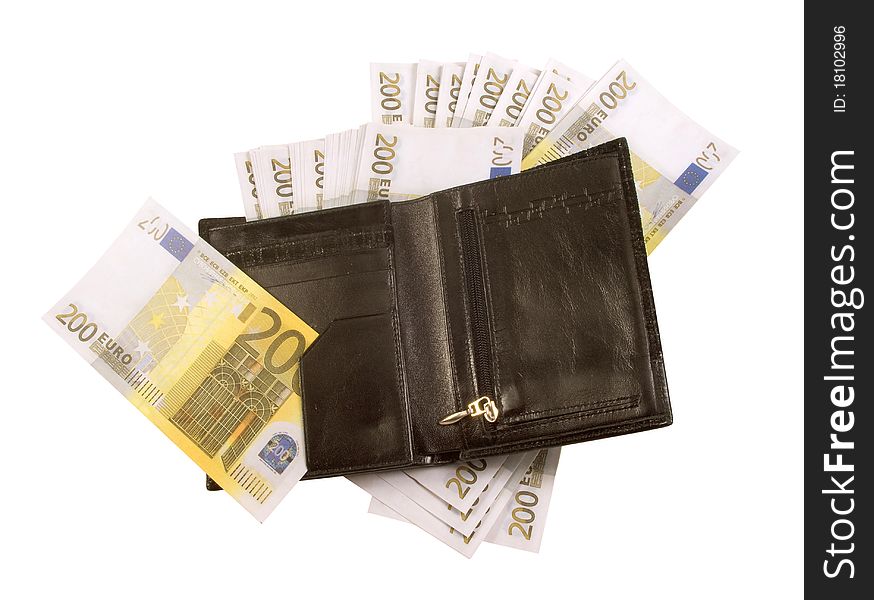 Black Purse With Lots Of Banknotes