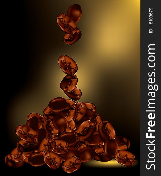 Roasted coffee beans with a dark background