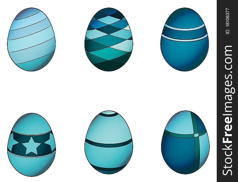 Vector illustration of various blue colored Easter eggs. Vector illustration of various blue colored Easter eggs.
