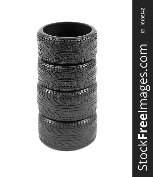 Low profile tires isolated on white background