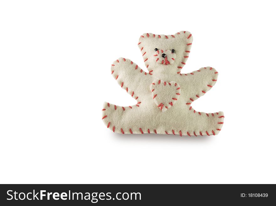 Cute congratulatory bear on a white background