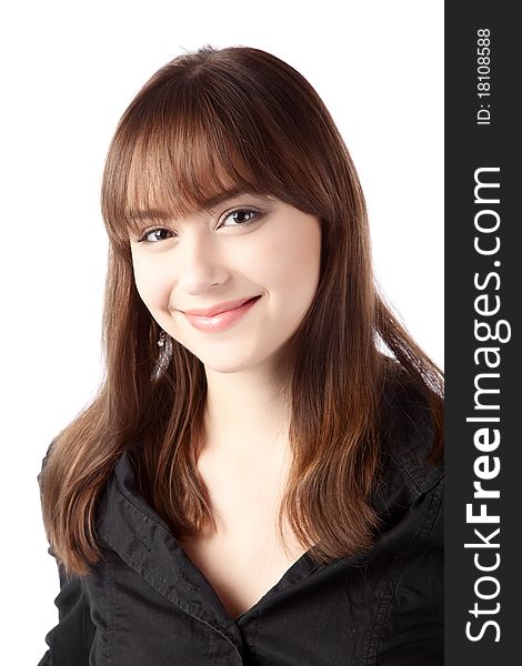 Casual girl standing up over a white background. Casual girl standing up over a white background