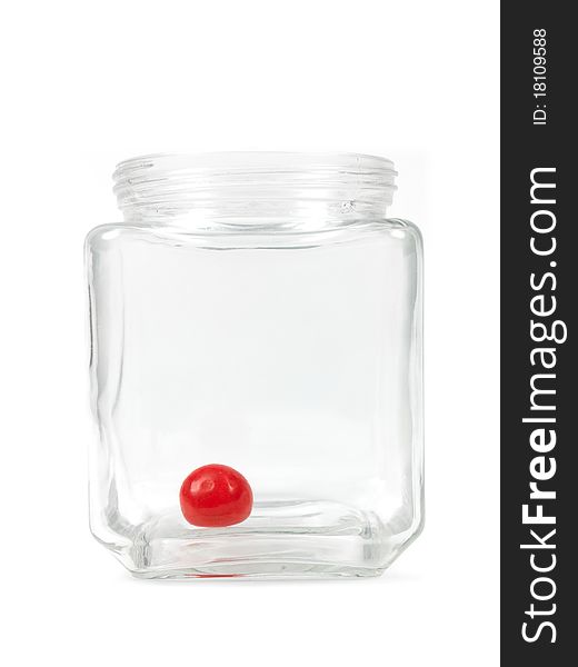 Gumballs in a jar isolated against a white background