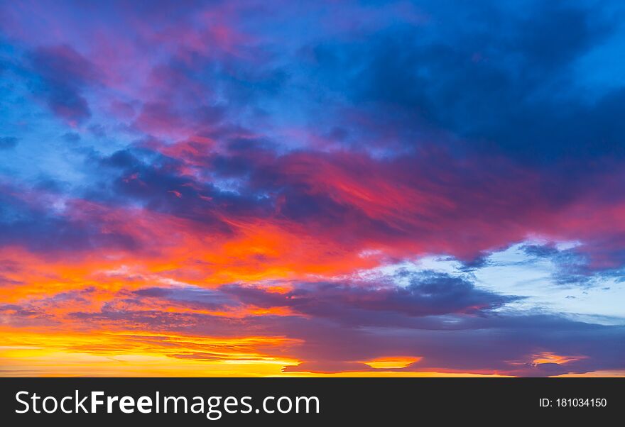 colorful sunset sky with cloudy in summer..