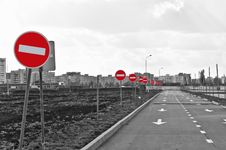 The Road And No Entry Road Signs Stock Photos The Road And No Entry Road Signs Stock Photos