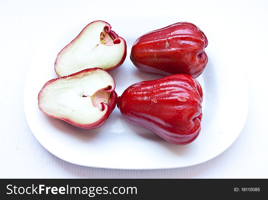 Rose apple in Thailand  On a white background