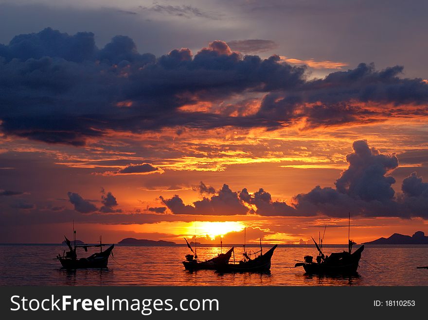 Nice sunset at fisherman beach.