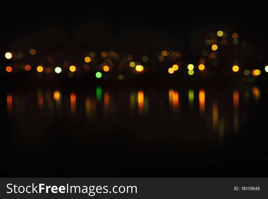 Night lights with blur in dark city