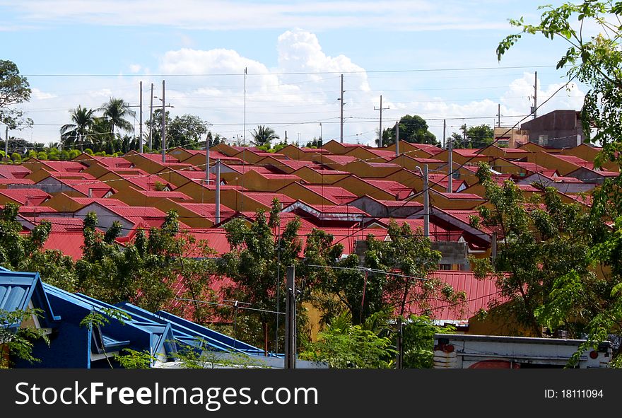 Urban housing with red colored roofs. Urban housing with red colored roofs