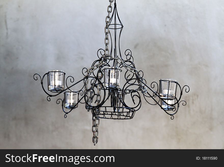 Decorative vintage chandelier with candle. Decorative vintage chandelier with candle