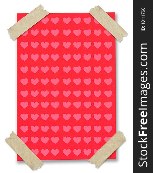 Seamless pattern of heart on paper stuck with brown tape