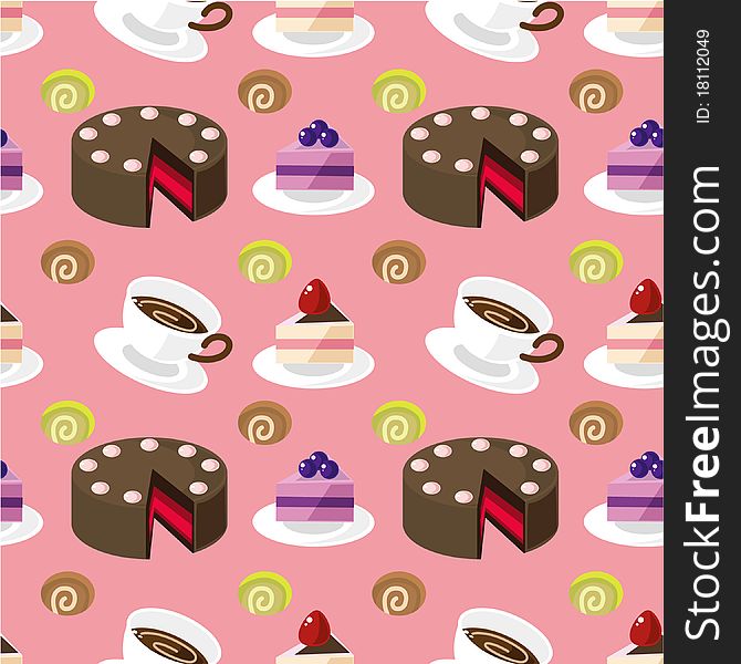 Seamless cake pattern,vector drawing