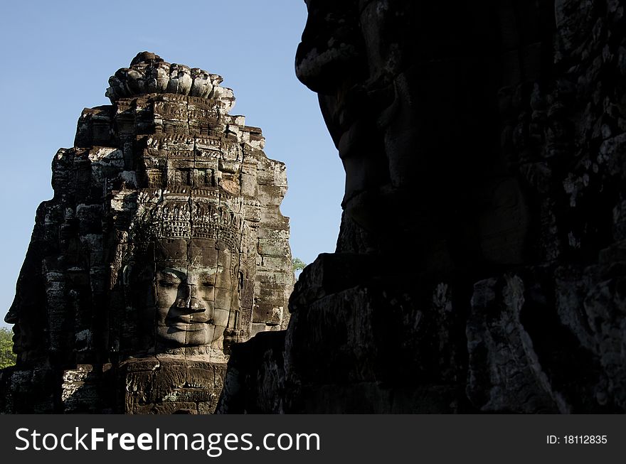 A bayon face at Angkor, Siem Reap, Cambodia. A bayon face at Angkor, Siem Reap, Cambodia.