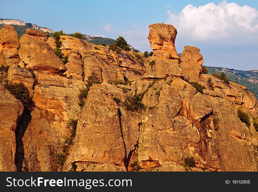 Human shaped rock formation at the Belogradchik rocks in Bulgaria.