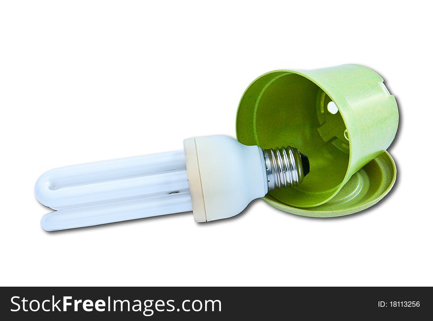 Green energy, light bulb in green pot