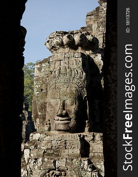 A bayon face at Angkor, Siem Reap, Cambodia. A bayon face at Angkor, Siem Reap, Cambodia.