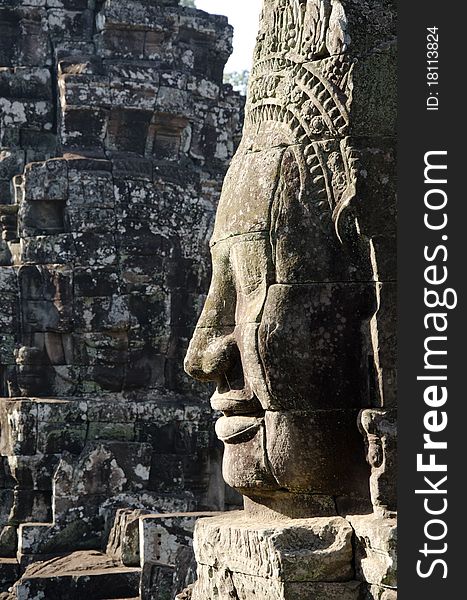 A bayon face at Angkor, Siem Reap, Cambodia. A bayon face at Angkor, Siem Reap, Cambodia.