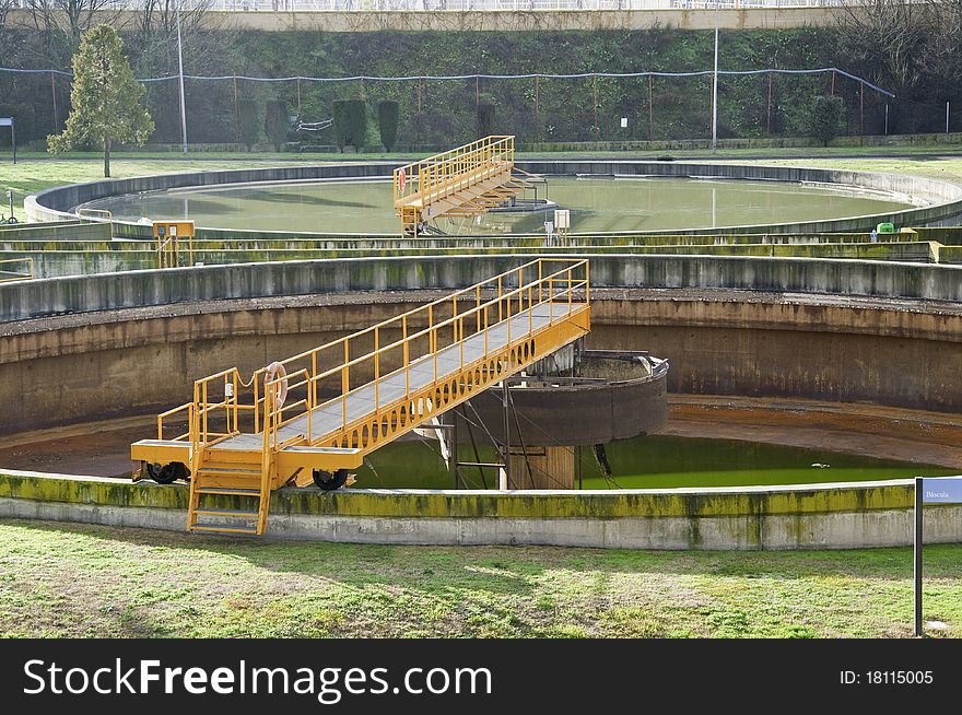 This image shows part of the infrastructure of a sewage treatment. This image shows part of the infrastructure of a sewage treatment