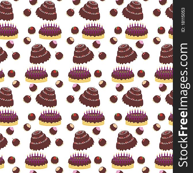 Seamless background with cakes