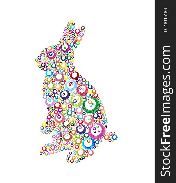 Illustration of the creative rabbit, colorful circles