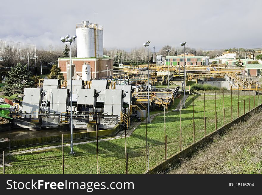 This image shows part of the infrastructure of a sewage treatment. This image shows part of the infrastructure of a sewage treatment