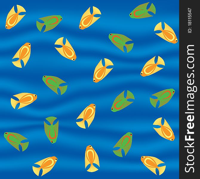 Seamless fish blue pattern. Vector background. Seamless fish blue pattern. Vector background.