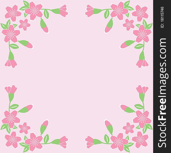 Flower frame on pink background illustration