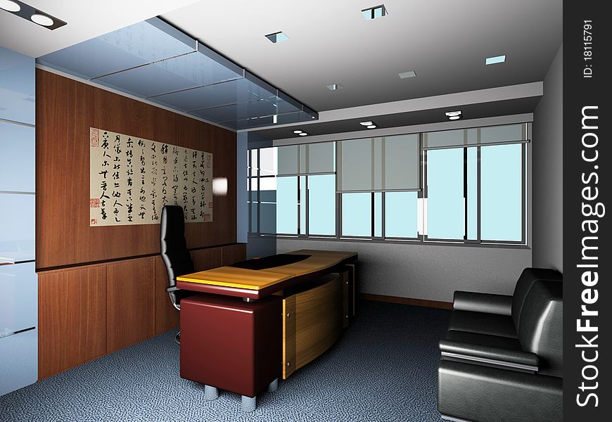The modern office interior (3D rendering). The modern office interior (3D rendering)