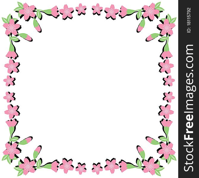 Flower frame on white background illustration
