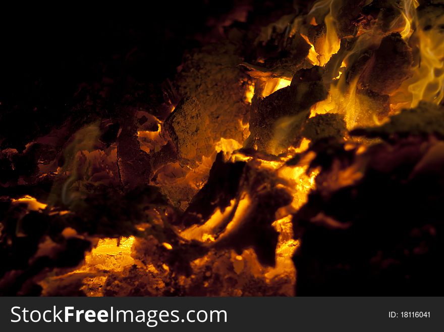 Fire burning in dark background