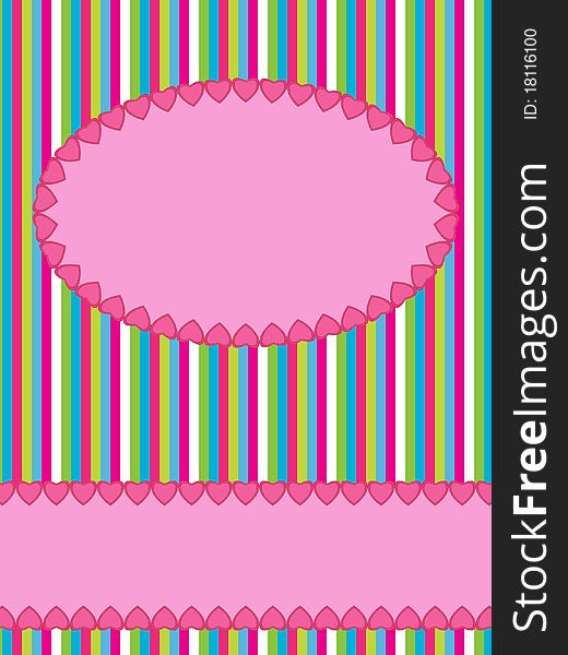 Greeting card on striped background