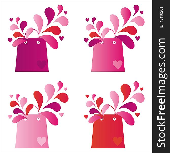 Set of 4 st. valentine's day shopping bags