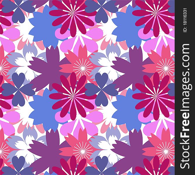 Seamless background with different flowers. Seamless background with different flowers