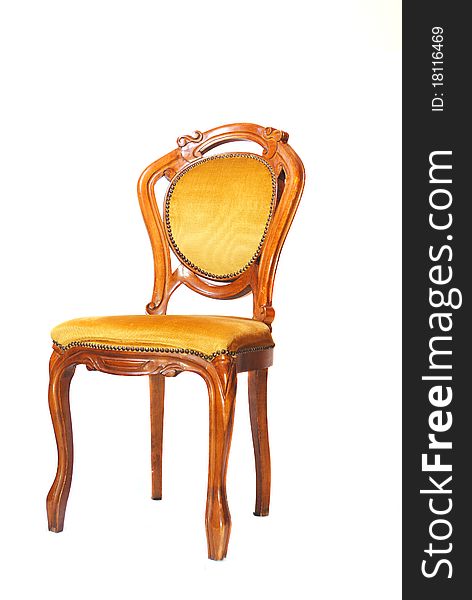 High Resolution. Isolated. Gold elbow-chair.
