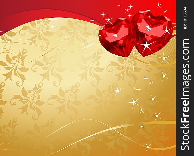 Detailed red ruby hearts design with copy space. Detailed red ruby hearts design with copy space.