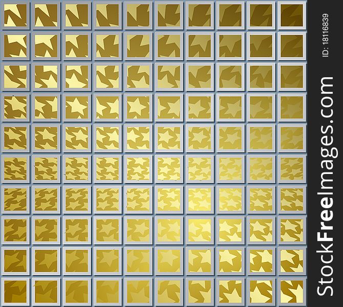 Abstract background steel squares with gold stars. Abstract background steel squares with gold stars