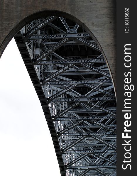 View beneath a steel bridge