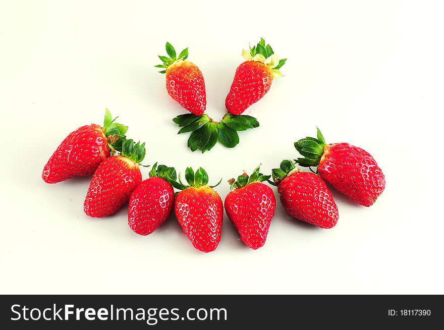 A set of strawberry in smiley decoration. A set of strawberry in smiley decoration