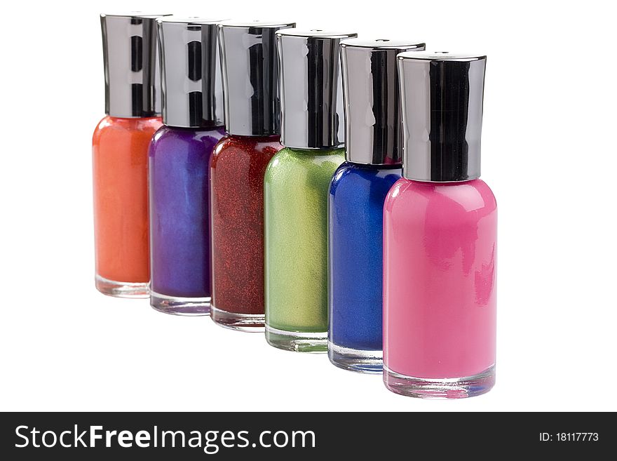 Nail polish bottles on a white background.