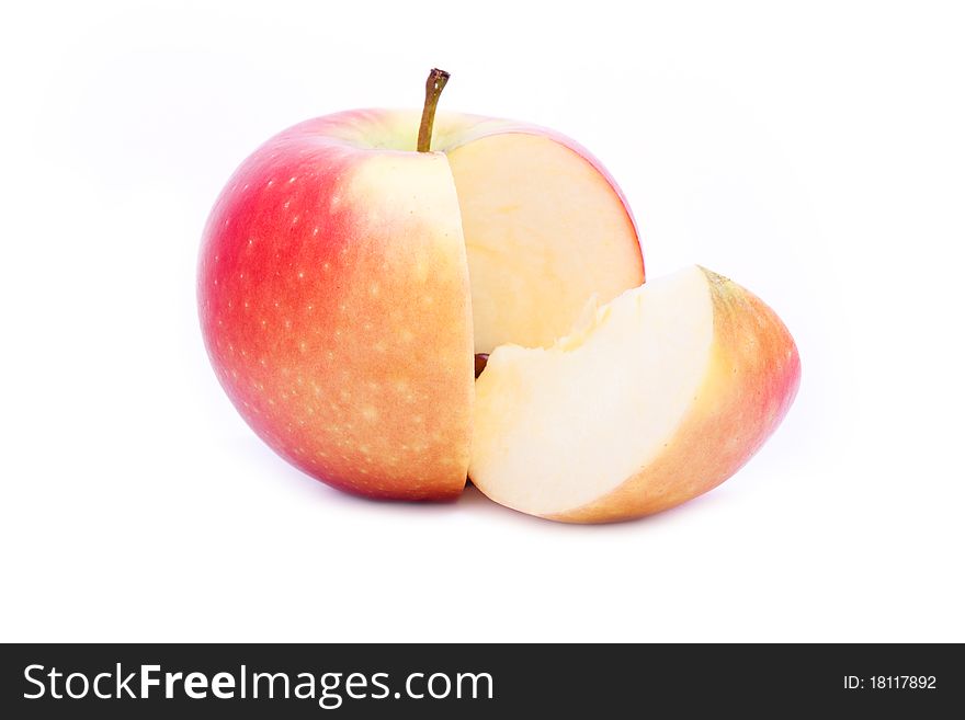 Sliced red apple isolated on white
